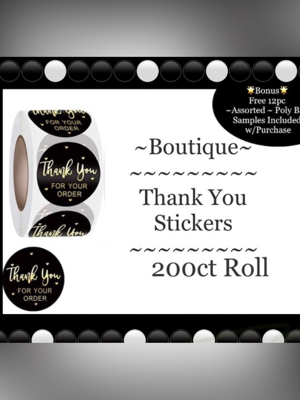 200ct~Thank you Stickers W/Bonus Bags 🌟🆕🌟  (2 For $20)